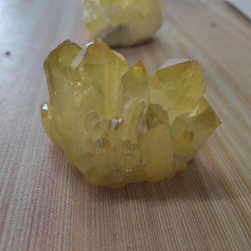 1pcs 80g Electroplated Crystal Cluster Yellow Electroplating Crystal Cluster Skeletal Quartz Point Wand Mineral Healing Crystal