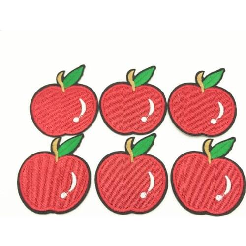 100pcs Red Apples Iron On Embroidered Patches Motif Sewing on Applique DIY Accessory