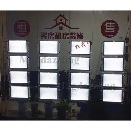 16PCS A3 Landscape Double Sided Estate Agent Acrylic Frame LED Light Panel Cable Display Window Systems for Realtor,Property