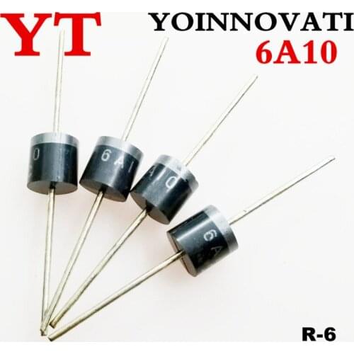 200 pcs/LOT 6A10 6A/1000V rectifier diodes DIODE GEN PURP 1KV 6A R6