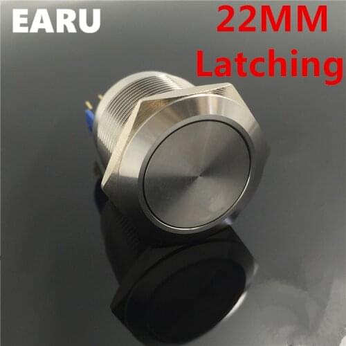 22mm Waterproof Latching Stainless Steel Metal Doorbell Bell Horn Power Push Button Switch Car Auto Engine Start PC Computer On