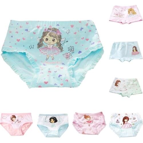6Pcs/1lot Kids Girls Cartoon Underwear Boxers Infant Princess Character Panties Student Cotton Briefs Underpants 2-10Years KU07