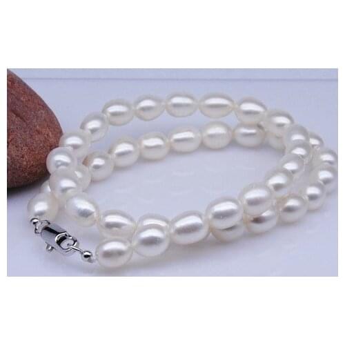 8-9MM Big Size Oval Shape Natural Freshwater Pearl Necklace Fashion Jewelry for Young Beautiful Lady, 30pcs/lot+Free Shipping