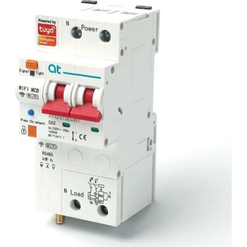 TUYA APP 2P WiFi Smart Circuit Breaker Overload Short Circuit Protection With Prepaid Function With metering function