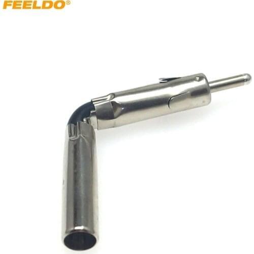 FEELDO 15Pcs Car Auto Radio AM/FM Stereo Iso Male Plug To Din Aerial Antenna Mast Adapter Square Bend Radio Connector #AM6222