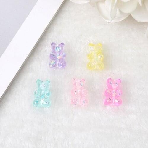 Free Shipping 64pcs 16mm*10mm Resin Cabochons Gummy Bear Beads Necklace Bracelet Keychain Pendant DIY Making Accessories