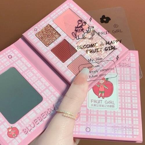 Fruit Girls Notebook Eyeshadow Palette Matte Shimmer Long Lasting Smooth Waterproof High Pigment Glitter Eyes Makeup Cosmetics