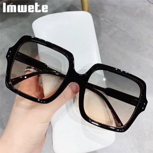 Imwete 2021 Square Women Sunglasses Vintage Brand Oversized Men Sun Glasses Gradient Outdoors Sunglass UV400 Big Frames Ladies