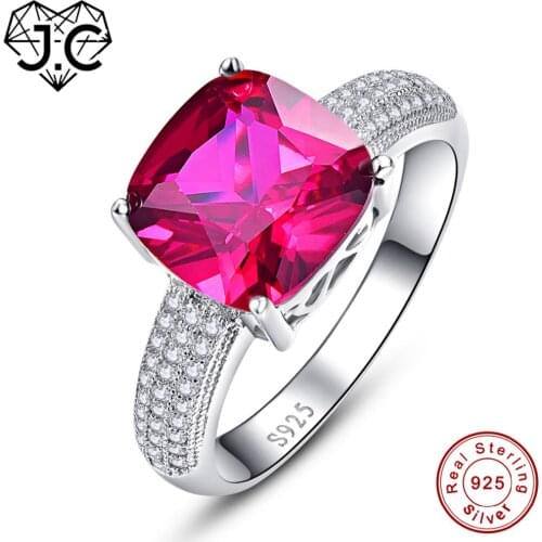 J.C Classic Simple Rainbow & Ruby Spinel White Topaz Solid 925 Sterling Silver Ring Size 6 7 8 9 For Women/men Fine Jewelry