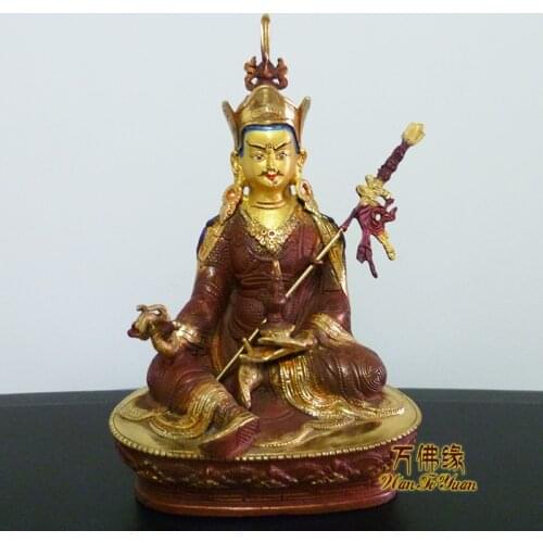 Collection # HOME OFFICE-efficacious Talisman House Protection # Tibetan Buddhism Padma Sambhava gilding brass Buddha statue