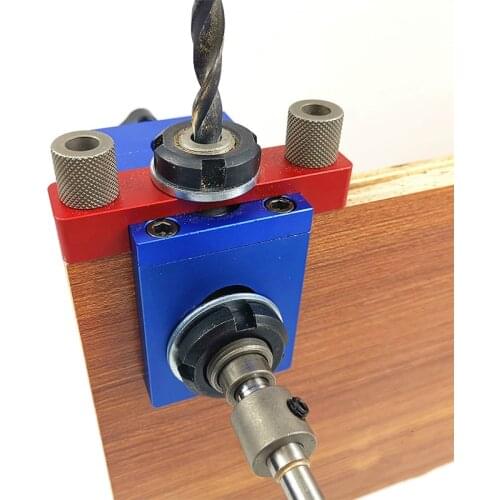 Woodworking Doweling Jig Pocket Hole Drilling Locator Jig Kit w/ 8/10mm Drill Bit Vertical Drill Guide Hole Puncher Locator Tool