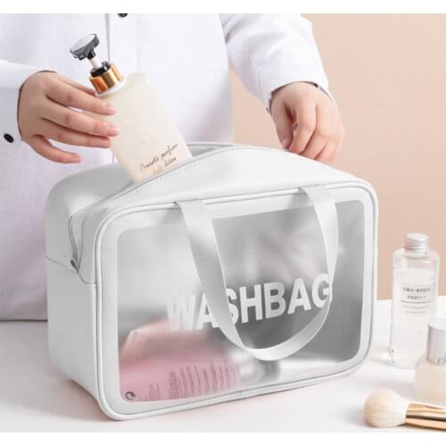 S/M/L 3 Sizes Ladies Large Capacity Pu Frosted Waterproof Cosmetic Bag Convenient Travel Makeup Storage Bag Female Wash Bag