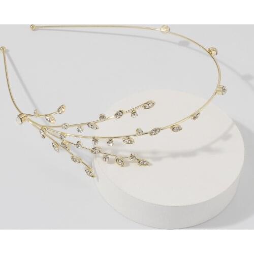 Lalynnly luxury Leaf Crystal HairBands For Women High Quality Sparkly Diamond Wedding Headbands Accessories Headpieces F3366