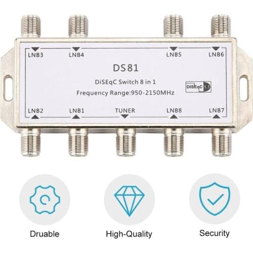 Hot Sale DS81 8 in 1 Satellite Signal DiSEqC Switch LNB Receiver Multiswitch Heavy Duty Zinc Die-cast Chrome Treated