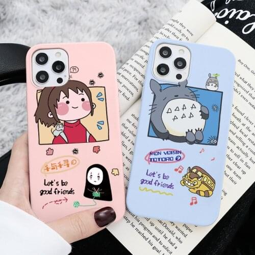 Cute Totoro Spirited Away Anime Phone Case For iPhone 11 11pro 12 Pro Max Mini XR X XS Max 7 8 6 6S Plus 5 5S SE 2020 Soft Couqe