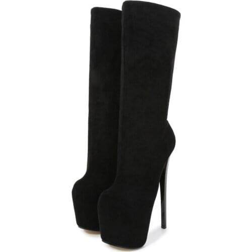 Fashion Shoes Womens Autumn High Boots Platform New Sexy 19cm High Heels Boots For Women Black Slim Boots Women Shoe Large Size