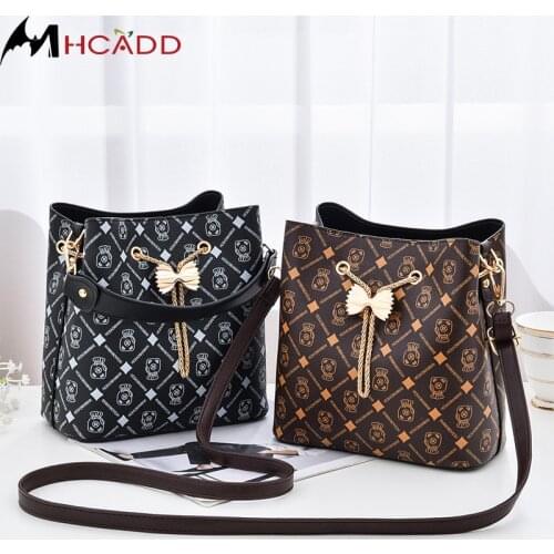 Fashion Small PU Leather Bucket Crossbody Bags Tote Bag New Designer Lady Luxury Black Shoulder Handbags and Purses Hand Bags