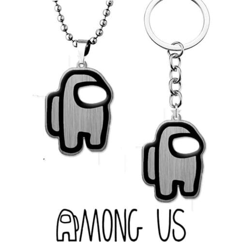 Cartoon Impostor Wolf Game Keyring Necklace Children Car Key Chain Boy Men Christmas Gifts Werewolf Kill Metal Keychain