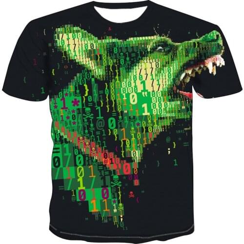 2021 Summer New 3D Printing Leisure Fashion Color Animal Wolf Colorful Street Style T-shirt Mens Personalized T-shirt