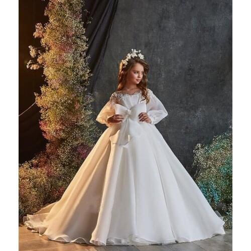 New Coming Flower Girls Dresses Little Princess Puffy Tiered Tulle Kids Birthday Gown First Communion Dress