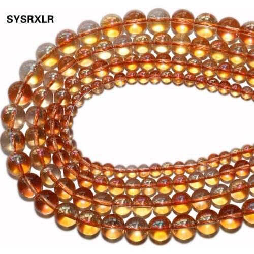 Wholesale Natural Stone Golden Crystal Quartzs Glass Loose Spacer Beads For Jewelry Making Diy Bracelet Necklace 6/8/10/12 MM