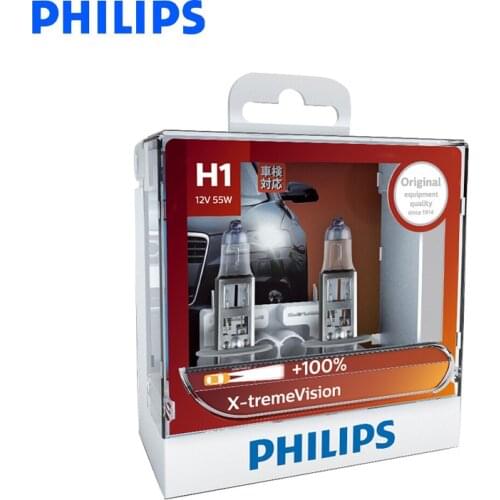 Philips Original H1 H4 H7 H11 HB3 HB4 X-treme Vision Car Headlight Bright Halogen Bulbs ECE Approve 100% More Vision, Pair