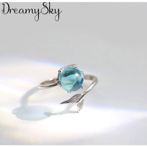 Original Design Bohemian Crystal Mermaid Tail Ring For Women Fashion Open Finger Rings Female Boho Jewelry