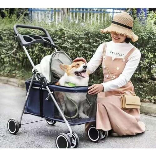 Cat Teddy Outdoor Portable Folding Pet Stroller Car Dog Cat Mouse Rabbit Small Moped Pet Carrier Cat Carrier Travel Backpack