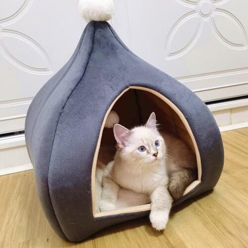 Fashion Style House for Cats Pet Bed Soft for Small Medium Dogs Kennel Kitten Accessories Sleeping Nest Winter Warm Cozy Cave
