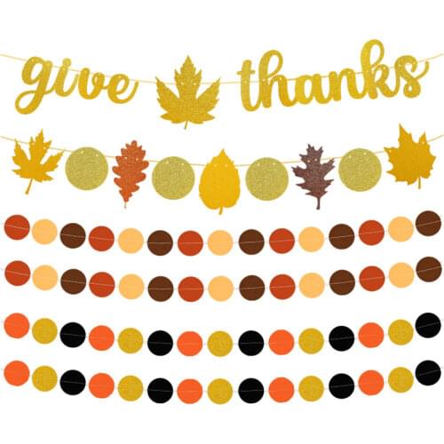 ThanksGiving Festival Paper Bunting Garland Auntumn Leaves Shape Hanging String Birthday Party Decor Baby Shower Banners Flags