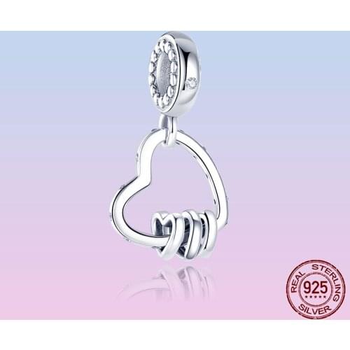 Silver Heart Pendant 925 Sterling Silver Heart to Heart Charms Beads fit Original Pandora Bracelet Necklace DIY Jewelry Making