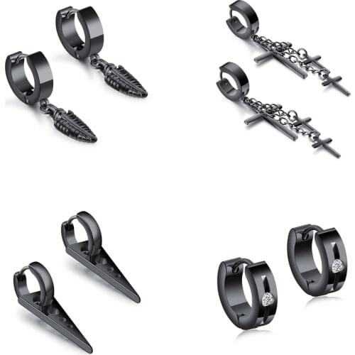 Classic Unisex Black/Silver/Gold Stainless Steel Hoop Earring Punk Hiphop Man Women ear Jewelry DropShipping