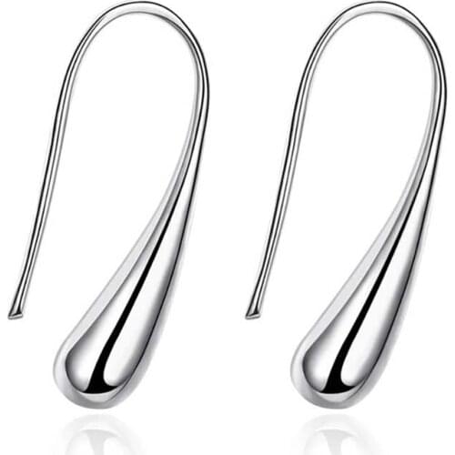 Real 925 Sterling Silver Teardrop/Waterdrop/Raindrop Dangle Korean Earrings for Women 2020 Wedding Party Fine Jewelry Gift