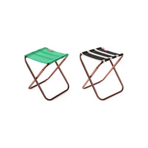 Folding stool portable outdoor folding chair, fishing home chair Mini stool for adults, black and white stripes, green, 22*23*28