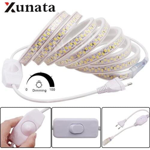 LED Strip 220V 240V EU UK Waterproof 180Leds/m Double Row Outdoor Garden Lamp Dimmerable LED Strip Light White/Warm White