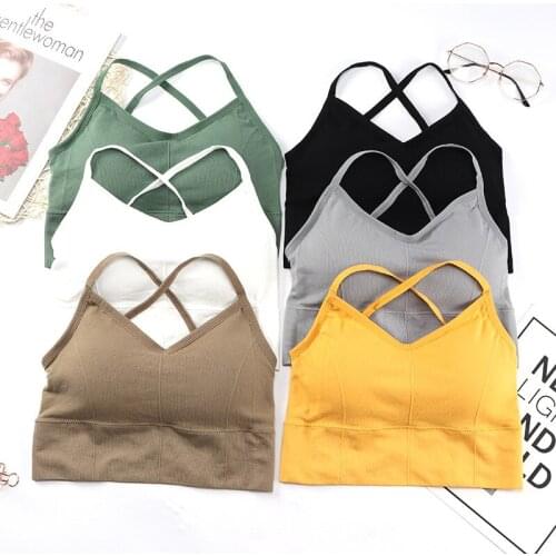 Women Crop Tops Seamless Underwear Female Tank Camis Sexy Lingerie Intimates Removable Padded Camisole Femme Sports