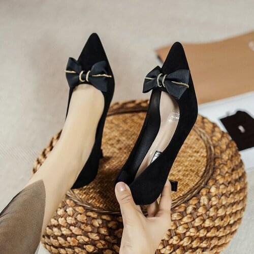 Womens shoes fashion bow soft design high heels womens high heels thin high heels party casual shoes