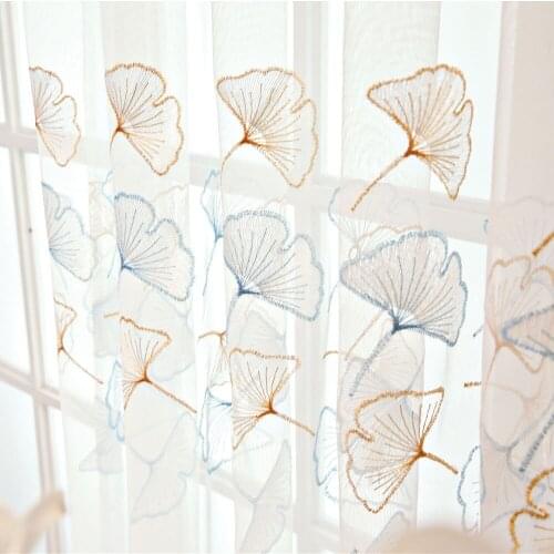 Slow Soul Ginkgo Colorato Embroidered Leaves Curtains For Living Room Curtain Bedroom Kids Children Kitchen Tulle Drapes