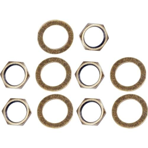 10 Pieces Gold Electric Guitar Hex Nut and Washer Sets fit for Electric Guitar Bass Replacement Parts