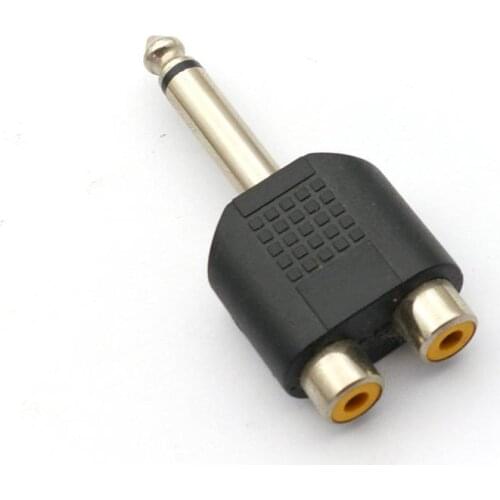 100PCS Nickel plating 6.35 mm (1/4 in) Jack Male Mono Plug to 2 RCA Jack adaptor