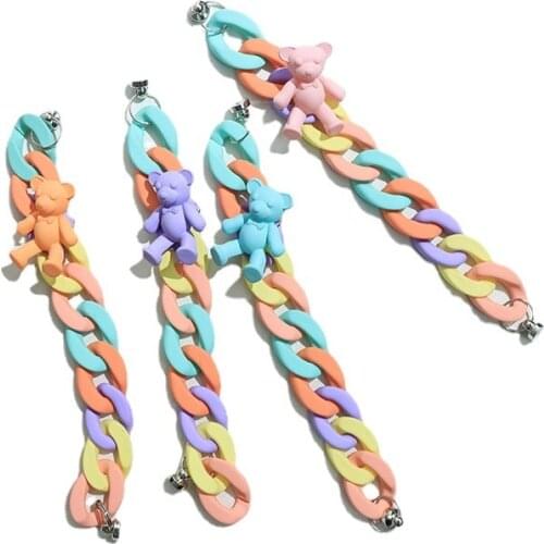3pcs 17cm Spray Paint Candy Colorful Bear Acrylic Chain for DIY Key Chain Phone Case Decoration Jewelry Accessories Iphone