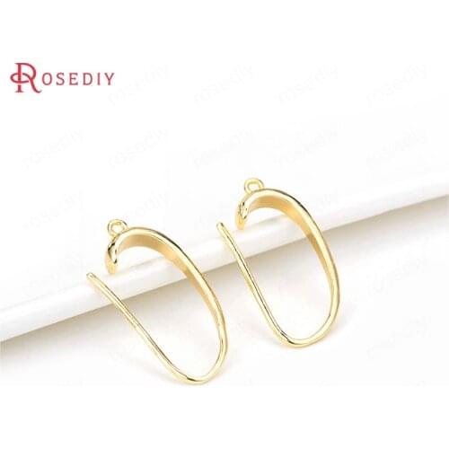 39509)6PCS 24K Gold Color Brass Earrings Hooks Jewelry Making Supplies Diy Findings Accessories