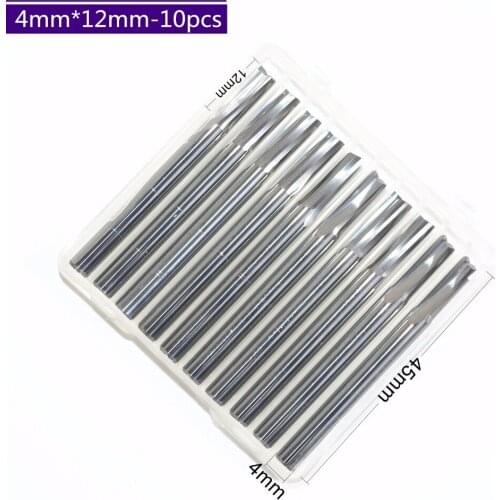 4mm*12mm-10pcs,CNC solid carbide end mill,woodworking milling cutter,2 Flutes straight end mill,Foam,EVA board Cutting knife