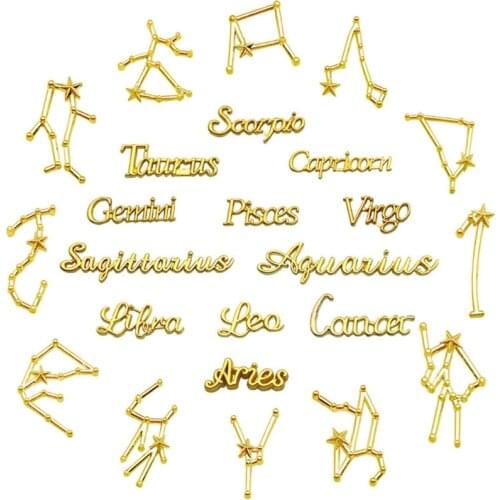 48 Pcs/Box Mixed 12 Constellations Alloy Material UV Epoxy Resin Mold Filling Jewelry Making Filler DIY Art Crafts Decor