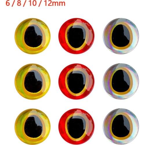 6 / 8 / 10 / 12mm 3D Holographic Fishing Lure Eyes Stickers Soft Rubber Drop Fish Eye For Fly Fishing Baits Eyes