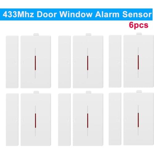 6PCS Sensor 433Mhz Door Window Alarm Sensor Wireless Automation Anti-Theft Alarm For Smart Home Security Alarm System