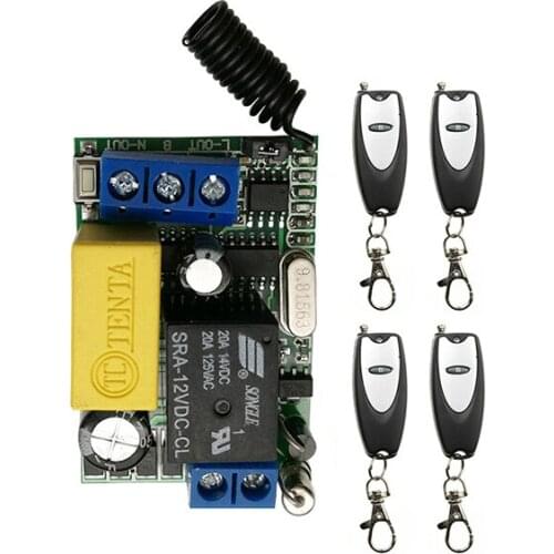 AC220V 1CH 10A Remote Control Garage Door RF Wireless Remote Control Switch System Transmitter+Receiver/ window /lamp/shutters