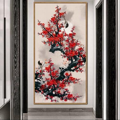 5D DIY Diamond Painting “Plum Blossom Magpie” Home Decor Embroidery Flower Mosaic Picture Handcraft Kit Chinese Style Large Size
