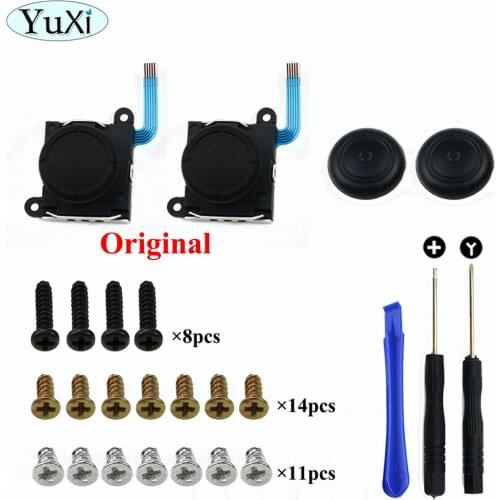 YuXi 3D Analog Gamepad Thumb for Nintend Switch NS Joy Con Joystic Sensor Module Repair Tool and Full Set Screws for JoyCon