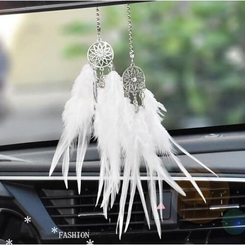 Car Dream Catcher With Feathers Handmade Wall Hanging Car Ornament Craft Wall Art Car Hangings Decor Home Decoration Wind Chimes